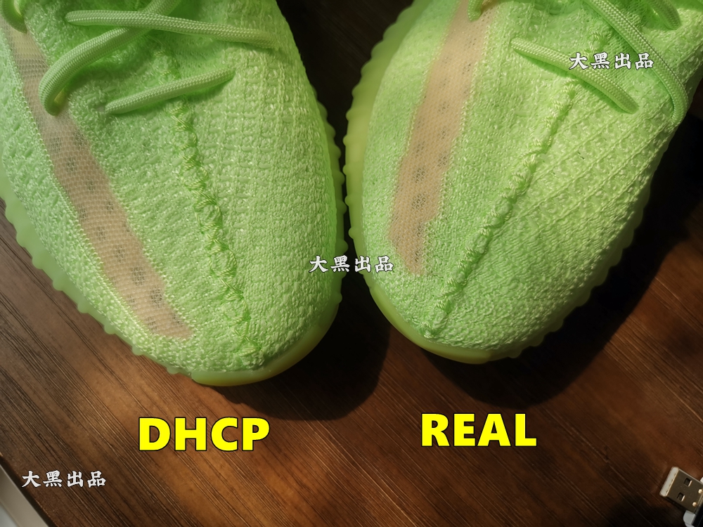 yeezy350v2荧光绿真假对比