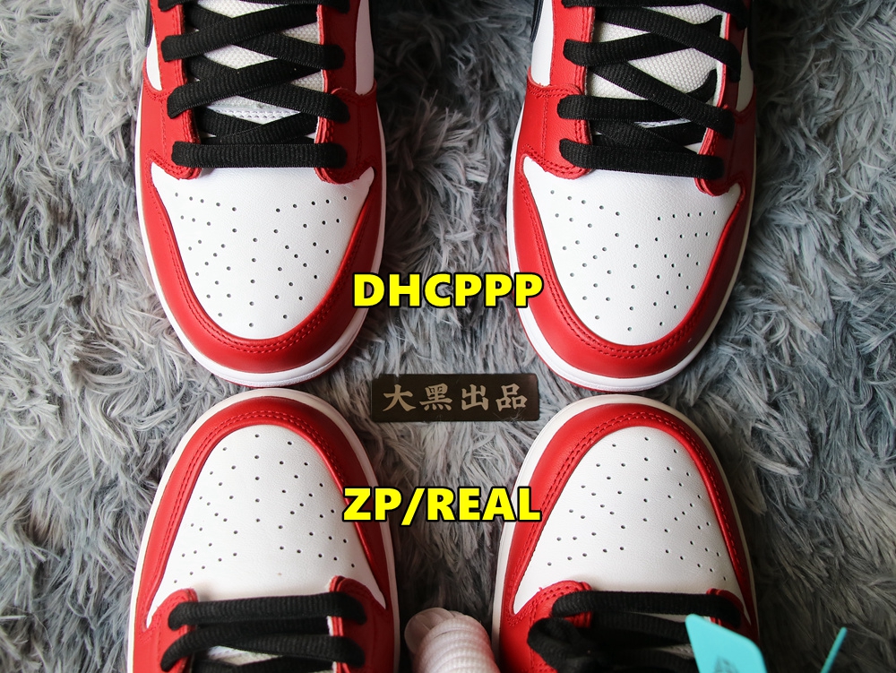 鞋头对比dunk芝加哥真假对比.