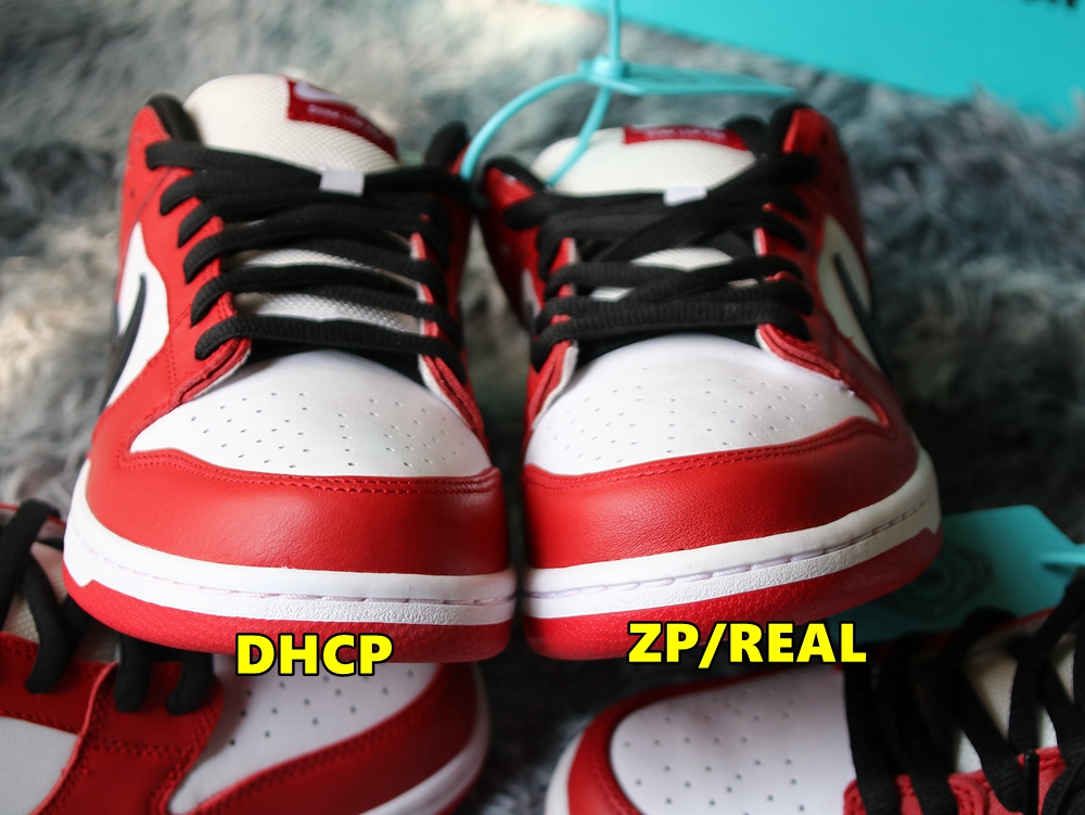 鞋头对比dunk芝加哥真假对比.